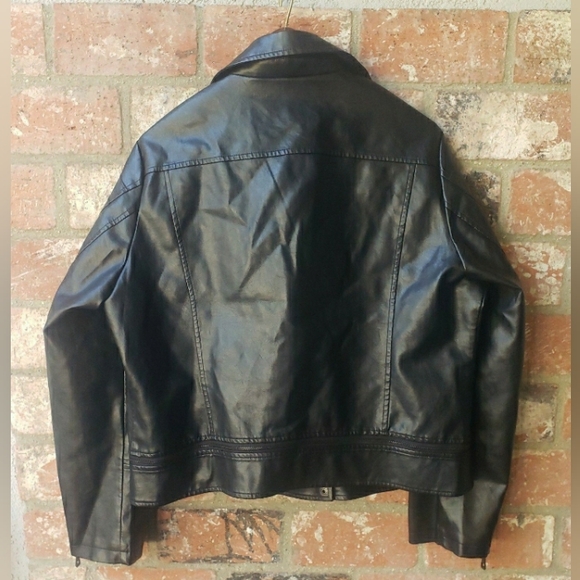 Faux Leather Pleather Motorcycle Jacket XXL - Picture 4 of 11
